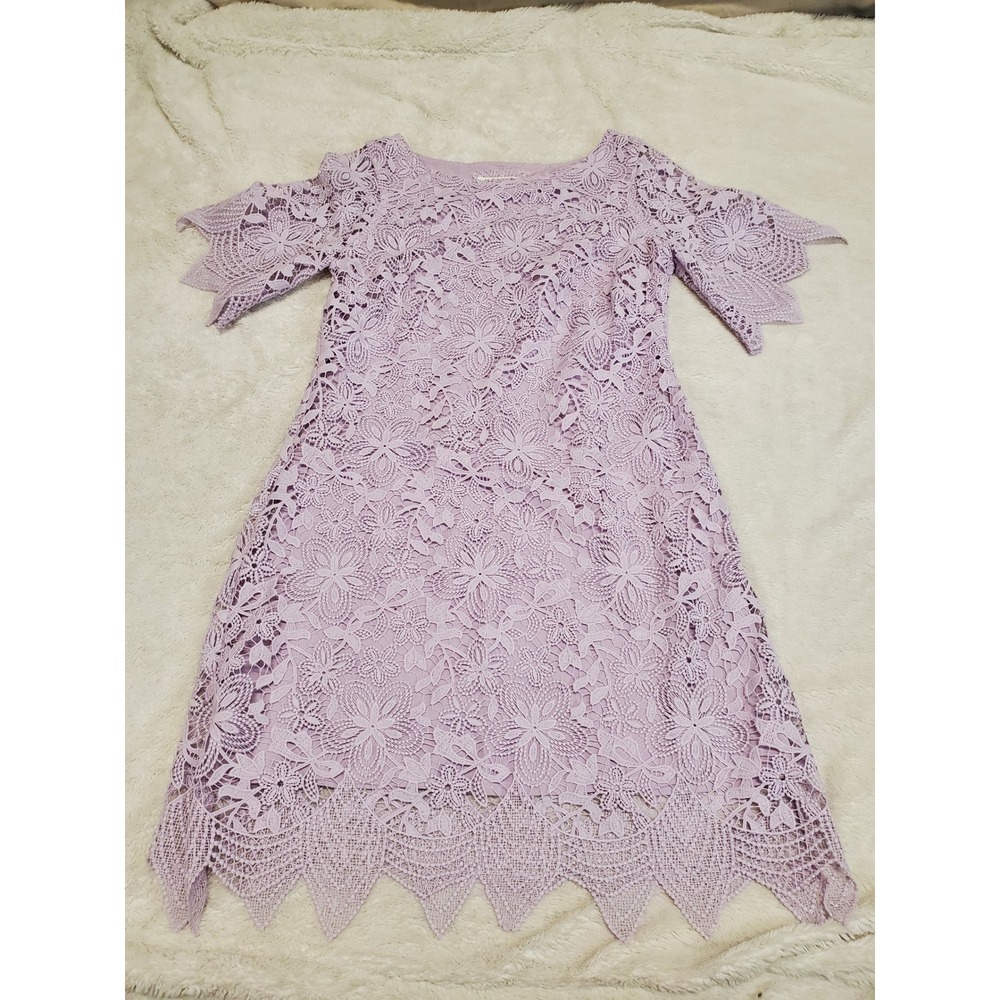 By Anthropologie Soft Purple Lace Midi Dress 8 Formal Romantic Feminine Occasion